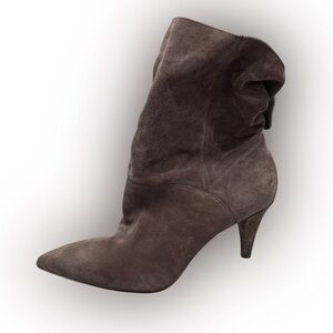 Michael Kors Brown Suede Slouch Ankle Boots Pointed Toe Heel Size 7